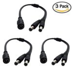 Eleidgs 3 pcs 1 to 2 DC Power Cable 5.5×2.1mm 1 DC Female to 2 male Plug for LED Strip Lights CCTV Camera