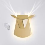 Popup Lighting Elegant Aluminium Wall LED Light Deer Head Fixture Electricity Plug in Gold