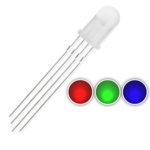 Chanzon 100 pcs 5mm RGB LED Diode Lights Tricolor (Diffused Round Multicolor Red Green Blue 4 pin Common Anode DC 20mA/Color) Lighting Bulb Lamps Electronics Components Light Emitting Diodes