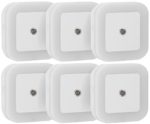 Sycees 0.5W Plug-in LED Night Light Lamp with Dusk to Dawn Sensor, Daylight White, 6-Pack