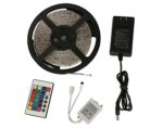 DNY 16.4ft (5m) Flexible LED Strip Light RGB With 300Leds SMD 3528 12V DC Color Changing Waterproof Light Strip + 24 Keys Remote and 3A Power Adaptor