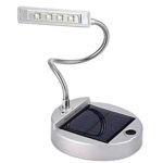 Ultra Bright 4 LED Rechargeable Solar Desk Lamp – Use as A Reading Light, Nightstand, Garage, Outdoors, Camping, RV, Attic Etc. (Silver)