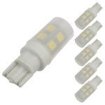 LEDwholesalers T10 Wedge Base Omnidirectional 1.5-Watt LED Light Bulb with Translucent Cover 12V AC/DC ETL-Listed (6-Pack), White 6000K, 14606WHx6