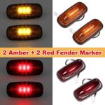 Partsam For 2003-2009 DODGE RAM 3500 LED Side Fender Marker Light 2x Amber & 2x Red