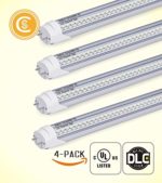 Pack of 4 | 4 ft LED Tube Lights 18W (60W Equivalent) 2100LM 5000K Clear Dual Ended T8 | Works with and without T8 ballast | Eco-Friendly | Fluorescent Replacement Lighting Fixtures