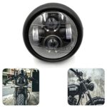 BJ Global Motorcycle LED 6 1/2″ Projector Daymaker Headlight For Cafe Racer Bobber Touring (Black)