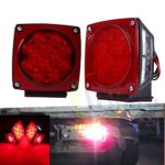 Wiipro Pair Square Submersible LED Tail Brake Light Side Marker for Trailer Boat Stop License Lighting kit