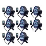Missyee Stage light 8 Piece Up-Lighting – Full RGB Color Mixing LED Flat Par Can – 36 LEDs per light – Red, Green and Blue color mixing – Up-Lighting – Stage Lighting & Remote Control (8 pack)