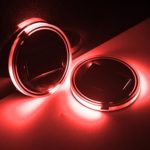 LED Cup Holder Lights, Pack of 2 Solar-Powered LED Light Cover Cup Holder Bottom Pad Cover Light Car Interior Decoration 2.83-Inch Universal Design for Car Cup Holder (Red)