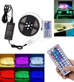 Led Strip Kit Strip Lighting With Remote16.4ft/5m Flexible LED Light Strips Waterproof Strip 300 Units SMD 5050 LEDs 12V DC RGB Waterproof with 44 Keys IR Remote Controller and 12V 5A Power Supply