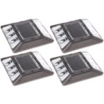 (4 Pack) White Commerical Aluminum Solar Road Stud Path Dock LED Light with Anchor