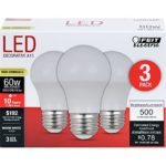 Feit Electric A1560/10KLED/3 60W Equivalent Frost Non-Dimmable LED Light Bulb (3 Pack), Warm White