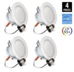 4 Inch Hyperikon LED Downlight ENERGY STAR 9W 65W Equivalent 3000K Soft White Glow CRI90 plus Dimmable Retrofit LED Recessed Lighting Kit Fixture Wet Rated and ULListed  Pack of 4