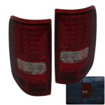 For Ford F-150 F150 Styleside Body Replacement Rear LED Tail Lights Lamps Left Right Driver Passenger Set Pair Replacement LED Red Smoked
