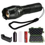 LED Tactical Flashlight,Liwin Ultra Bright LED Handheld Portable Water Resistant Torch with Adjustable Focus and 5 Modes Light,Includes Rechargeable 18650 Lithium Ion Battery and Charger