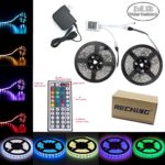 Led Strip Lights Kit Reching waterproof SMD 5050 RGB 7 Ft2Reels (2.4M2Reels) 144leds(30leds/m) with 44key Remote Controller and Power Supply for TV background lighting Party Decorators(RGB 7Ft2PCS)