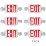 eTopLighting [6 Pack] LED Red Exit Sign Emergency Light Combo with Battery Back Up UL924 ETL listed, Red Lettering in White Body, Bug Eye Side Light, AGG2194