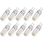 Spevert Non-dimmable IC Chip Silicone G4 Base 3W DC 12V 24Leds 3014 SMD LED Crystal Bulb 360 Degrees Bi Pin Capsule Spotlight Cool White 6000-6500 10 Pack