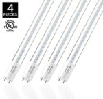 HyperSelect T8 LED Light Tube, 4FT, Single End Powered, Easy Retrofit Installation, 18W (40W equivalent), 2000 Lumens, 5000K (Crystal White Glow), Clear Cover, UL Listed (Pack of 4)