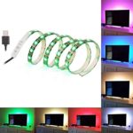 LUNSY Led Light Strip, 1M/3.28FT TV Back Strip Light 60 LED Bulbs USB Power RGB Multi-color Under Cabinet Mood Light for Medium Flat Screen, HDTV, TV/PC, LCD Desktop Monitors