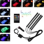 Outeam Interior Car Lights，DC 12V 8 Color Interior RGB 48 LED Light Strip Kit for Cars with Sound Actived Function and Wireless Music Remote Control