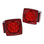 Red/ White LED Square Pedestal Stud Mount Fender Double Face Stop Turn Signal Tail Lights Lamps for Truck Trailer