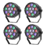 TSSS RGBW Mixing Color 12 LED Par Can Light DMX 8CH Stage Background Lighting for Party Show Wedding Live Concert (4 Pack)