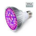 Led Grow Light Bulb 50W, GLIME E27 Grow Plant Light, Plant Bulb P30 Full Spectrum Bulb for Flowering Lighting Indoor Garden Plants Greenhouse and Hydroponic Growing Lamp