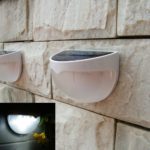 No Battery Required Waterproof 6 Pcs LED Light Sources Wireless Solar Panel Powered Motion Sensor Detector Outdoor Home Security Garden Path Post Corner Solar Light Warm White Color