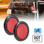 2pc OLS 4″ Round RED LED Trailer Tail Lights – 24 LED Turn Stop Brake Trailer Lights for RV Trucks (DOT Certified, Grommet & Plug)