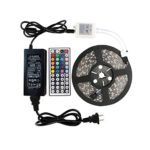 WenTop Led Strip Lights Kit DC 12v UL Listed Power Supply Non-waterproof SMD 5050 16.4 Ft (5M) 300leds RGB 60leds/m Led Tape Lighting with 44key Remote for TV, Ceiling Fixture, PC, Kitchen Lighting