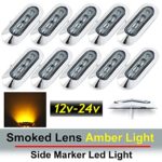 10 pcs TMH 3.6″ submersible 4 LED Smoked Lens Amber Light Side Led Marker 10-30v DC , Truck Trailer marker lights, Marker light amber, Rear side marker light, Boat Cab RV