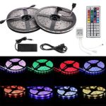 Behomy Flexible LED Strip Light,32.8ft 10M 600 LED Rope Light RGB 5050 Waterproof LED Lamp + 44 Key IR Remote + 12V 5A Power Supply for Home Garden Lighting and Decoration