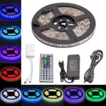 Amawin 16.4FT/5M SMD 5050 Waterproof 300LEDs RGB Flexible LED Strip Light Lamp Kit + 44Key IR Remote Controller+Power Adapter
