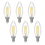 SHINE HAI Candelabra LED Filament Bulbs 40W Equivalent, 4000K Neutral White Chandelier B11 LED Bulb E12 Base Decorative Candle Light Bulb, ETL Listed (Pack of 6)