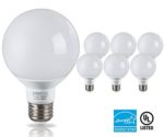 G25 Globe LED Light Bulb, 5W (40W Equiv.), ENERGY STAR, Damp Location Available, 2700K Soft White Vanity Bulb for Pendant, Bathroom, Dressing Room Decorative Lighting, 3-Year Warranty, Pack of 6
