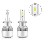 simdevanma LED Automobile Headlight Bulbs with Advanced LED Chip and All-in-One Conversion kit-80W/8,000LM/6,000K-2 Year Warranty(Upgraded Version) (H7)