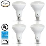 Triangle Bulbs (Pack Of 4) 8-Watt (65-Watt) BR30 LED Flood Light Bulb, Dimmable, UL Listed, Energy star certified,