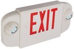 Elco Lighting EE83HR LED Exit Sign with Two Adjustable 6V MR16 Emergency Lights Red or Green Letters Single/Double Face Configurable