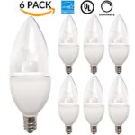 6 PACK – LED Candelabra Bulb 5.5WATT (40W Halogen Equivalent), 3000K Warm White DECORATIVE CANDLE Light Bulb, DIMMABLE 325 Lumens, E12, Candle LED Light Bulb- UL & ENERGY STARTED LISTED
