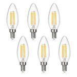 SHINE HAI Candelabra LED Filament Bulbs 40W Equivalent, 3000K Soft White Chandelier B11 LED Bulb E12 Base Decorative Candle Light Bulb, ETL Listed (Pack of 6)
