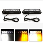 Favson 6 LED Strobe Lights for Trucks Cars Van with Super Bright White&Yellow Emergency Flasher(2 pcs)