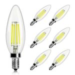Wenfeng Candelabra LED Bulbs, 4W 40w Equivalent, 4000K Daylight White LED Filament Bulbs, 470LM, E12 Candelabra Base, Non-Dimmable, 360 Degree Beam Angle, ETL Listed, Pack of 6