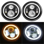 SUNPIE 7″ LED Headlights Bulb with Halo Angel Eye Ring & DRL & Turn Signal Lights for Jeep Wrangler JK LJ CJ Hummer H1 H2