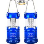 GoldArmour Camping Lantern,Outdoor LED Lantern Flashlights Water Resistant Home Garden Portable for Hiking, Emergencies, Hurricanes (Blue, 2 Pack)