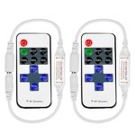 RGBZONE 2 Pack 11-key RF Mini Wireless Remote Controller with DC Connector for Single Color 3528 5050 LED Strip Lights