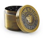 4 Piece Herb Spice Weed Tobacco Grinder With Pollen Kief Catcher By BULLDOG, Ideal Sleek Design, 50mm Diameter Small Travel Size Crusher, Heavy Duty & Durable Construction