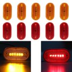 Partszone surface Mount Side Marker 6 Leds 5 Amber + 5 Red Clearance Lamp w/ Removable Lens 4″ x 2″Side marker Assembly