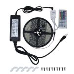 ALITOVE 32.8ft 10M 600 LED 5050 RGB LED Strip Light Kit 24V Waterproof IP65 Color Changing Flexible LED Rope Light Strips & 24V 5A Power Supply Adapter & 44Key IR Remote Controller