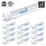 12-Pack of Hyperikon T8 LED Light Tube, 4ft, 18W (40W equivalent), 4000K (Daylight Glow), Single-Ended Power, Clear 1-Line, UL-Listed & DLC-Qualified [Tombstones Included]